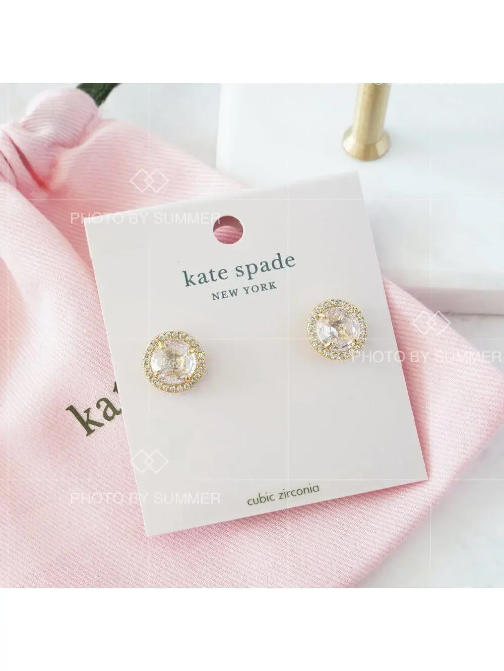 Kate Spade Bright Ideas Pave Halo Studs Earrings Clear/ Gold